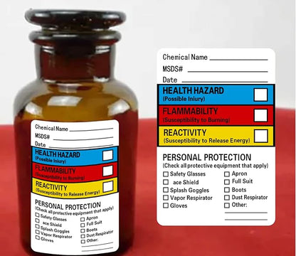 SDS Stickers/MSDS Stickers for Chemical Safty Data 2 X 3 Inches - Chemical Identifying and Labeling Sticker Decals - 250 HIMG Write-in Labels