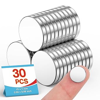 30 Pcs Small Magnets, 15x2mm Mini Magnets, Tiny Magnets, Whiteboard Magnets, Round Magnets for Whiteboard, Photos, Tools, Arts, Home, Office