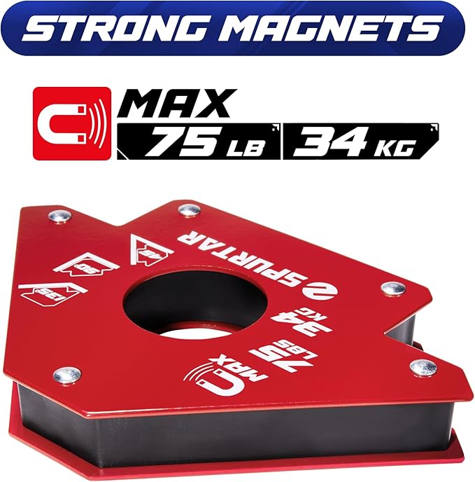 Spurtar Welding Magnets 75lbs 6pcs, Heavy Duty Welding Magnets and Clamps, Strong Magnetic Clamp Holder Tools and Accessories 45, 90, 135 Degree