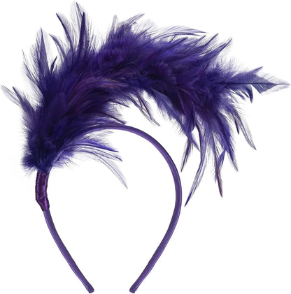 1920s Feather Fascinator Headband for Women Kentucky Derby Headpiece Fascinator Hats for Cocktail Wedding Tea Party