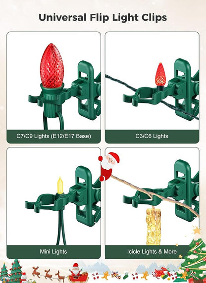 Christmas Light Clips, 25 Count Quick Spring Clips for C7 C9 String Lights