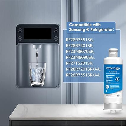 Waterdrop DA97-17376B Replacement for Samsung HAF-QIN/EXP, DA97-08006C, RF28R7201SR, RF28R7351SG, WD-F45, Refrigerator Water Filter, 3 Filters
