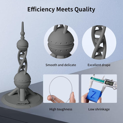ANYCUBIC High Speed 3D Printer Filament 1.75mm, Print Up to 10X Faster, Rapid PLA Filament with High Prints Quality, Dimensional Accuracy +/- 0.02mm, Fit Most FDM 3D Printers, 1KG Spool, Texture Grey
