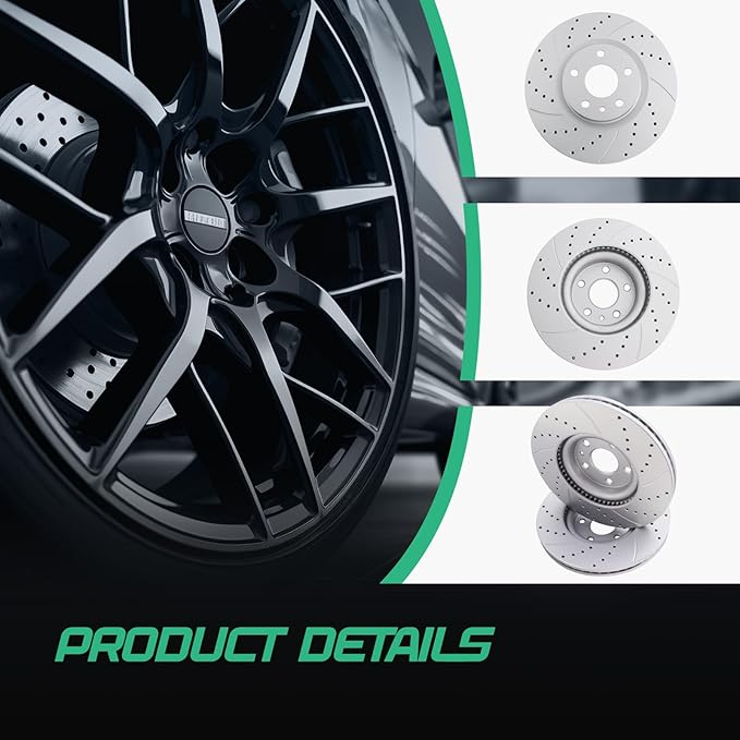 Front Drilled and Slotted Brake Disc Brake Rotors 54196 11.81 inch / 300 mm Fit for FORD FUSION 2013-2020, LINCOLN MKZ 2013-2016 | 2013 2014 2015 2016 2017 2018 2019 2020