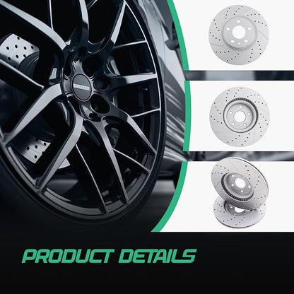 Front Drilled and Slotted Brake Disc Brake Rotors 54196 11.81 inch / 300 mm Fit for FORD FUSION 2013-2020, LINCOLN MKZ 2013-2016 | 2013 2014 2015 2016 2017 2018 2019 2020