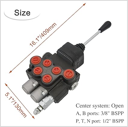 Hydraulic Valve 2 Spool, Hydraulic Directional Control Valve, 11GPM Hydraulic Joystick Control Valve for Tractors Loaders, Double Acting Cylinder Spool