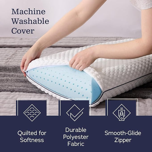 WEEKENDER Gel Memory Foam Pillow - Queen Size - 2-Pack - Medium Plush Feel - Neck  Shoulder Support - For Back, Side,  Stomach Sleepers - Home, Hotel,  Hospital Essentials