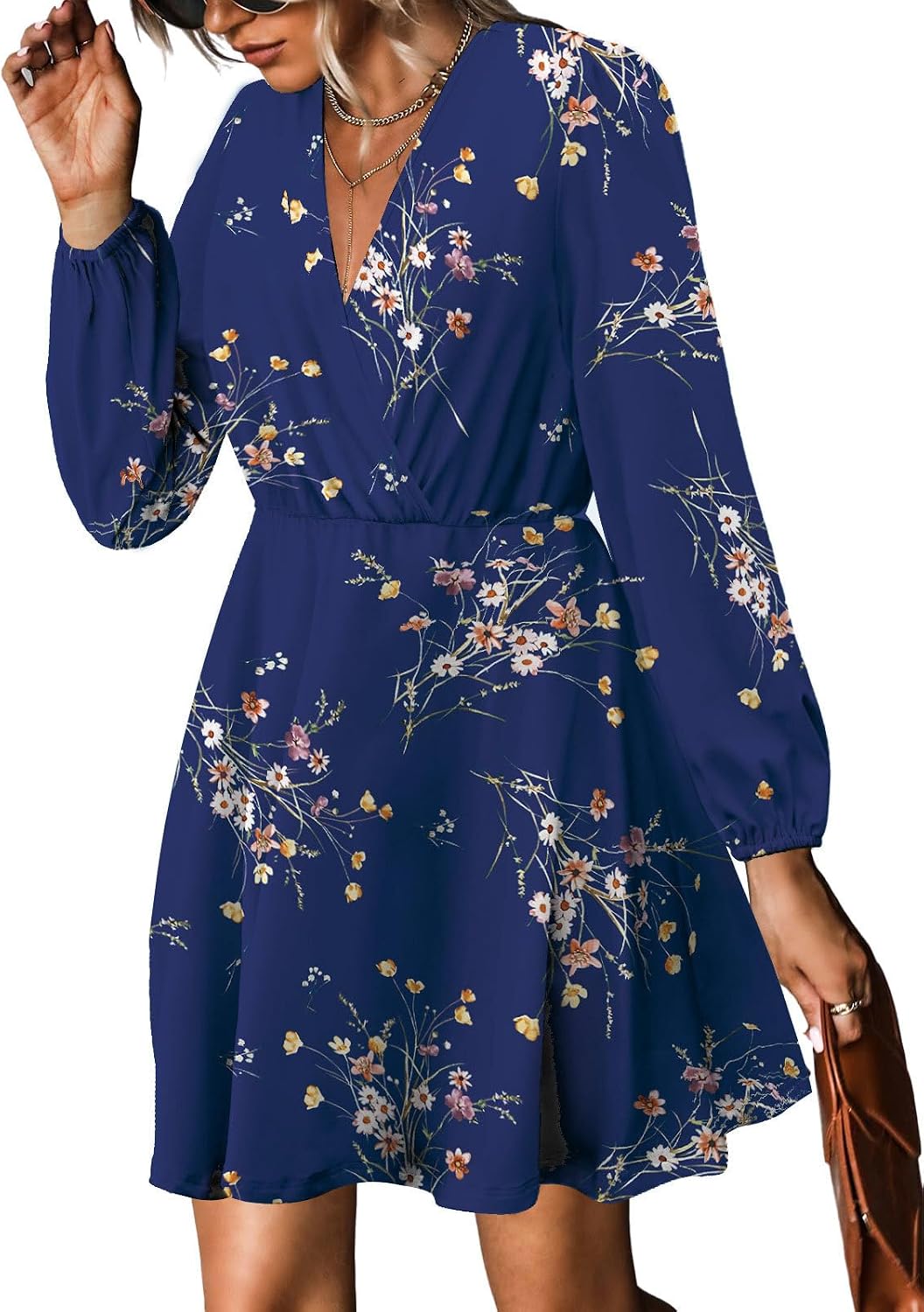 MixShe Summer Dresses for Women 2025 Wedding Guest Dress Fall Fashion Italian Outfits Elegant Classy Homecoming Clothing Plus Size Beach Vacation Clothes A Navy Floral Small