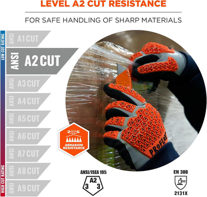 Ergodyne ProFlex 7521 Thermal Impact Resistant Work Gloves, Waterproof, Nitrile Coated Palms, ANSI A2 Cut Resistance, TPR Impact Protection Padding (Large)