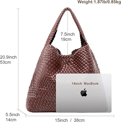 Large Woven Tote Bag for Women Weave Purse Woven Leather Handbag