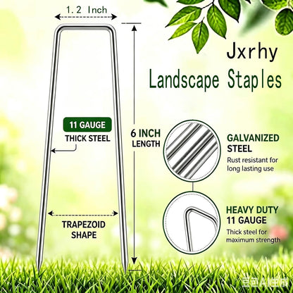 90 Pcs 6 inch Garden Landscape Staples Galvanized Pins Lawn Stakes for Weed Barrier Ground Cover,U-Type Heavy Duty (90 Pcs x 6")