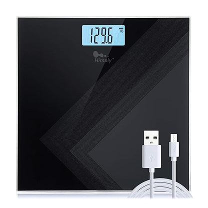 Himaly Digital Body Weight Scale, USB Rechargeable Bathroom Scale with Step-On Technology, Rear Light Display, Digital Weight Scale, 400 lbs Capacity396.8 lbs, Tempered Glass