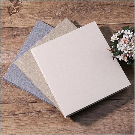 Linen Self-Adhesive DIY Photo Album Album Adhesive Commemorative Photo Album(Yellow)