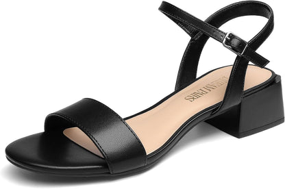 DREAM PAIRS Women's Low Heels for Women Classic Open Toe Ankle Strap Block Chunky Heel Sandals Holiday Party Wedding Dress Pumps Shoes