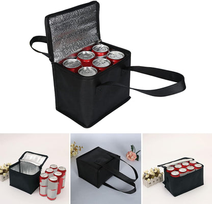 Insulated Lunch Bag Cooler Oxford Cloth Leakproof Thermal Tote for Work Travel Picnic Camping Fishing (gray and black)