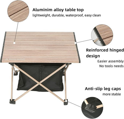 ROCK CLOUD Portable Camping Table Ultralight Aluminum Camp Table with Storage Bag Folding Beach Table for Camping Hiking Backpacking Outdoor Picnic