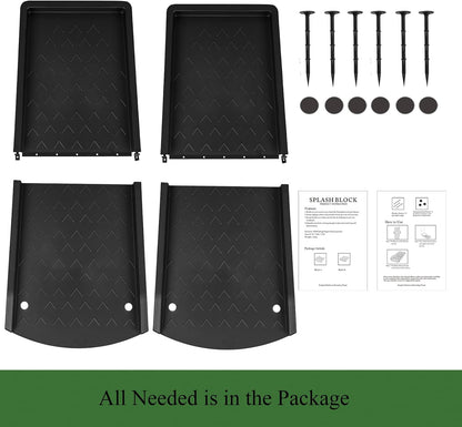 1 Pack Downspout Splash Block, 24" Rain Gutter Downspout Extensions Black, Decorative RainWater Drainage, Gutter Splas ( Doesn't come with 6pc Fixing Nailsh )
