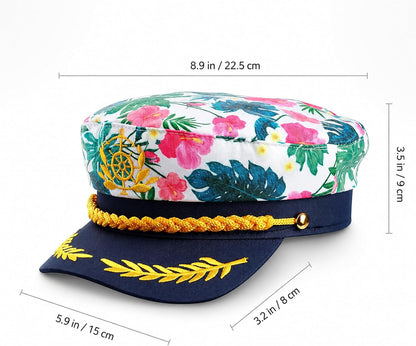 Tropical Sailor Captain Hat - Hawaiian Luau Party Cruise Yacht Accessory for Men, Women