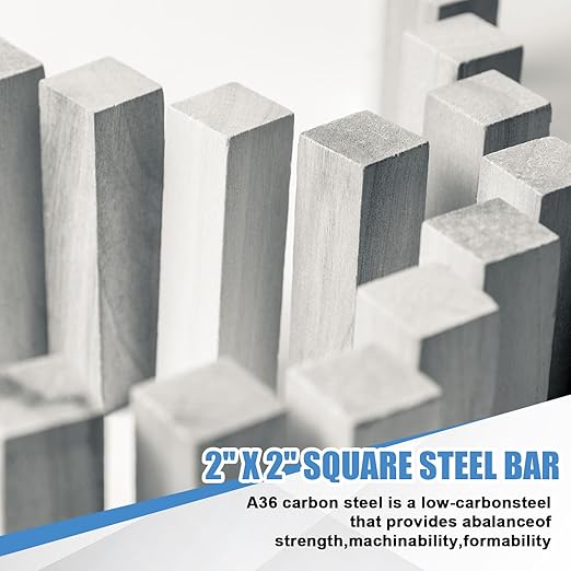 Shimeyao 1 Pcs 2" x 2"x 12" Square Steel Bar, A36 Mild Steel, Hot Rolling Square Bar for DIY Projects, Home Improvement or Industrial Settings
