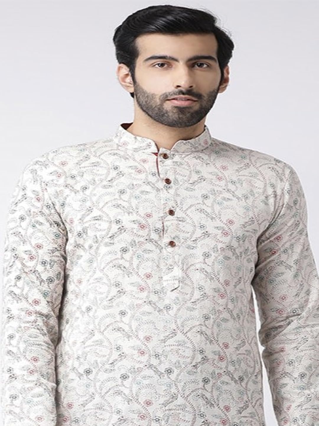 KISAH Men's Kurta Set - Printed Cotton Blend - Traditional Indian Ethnic Wear for Men - Ideal for Weddings and Festivals