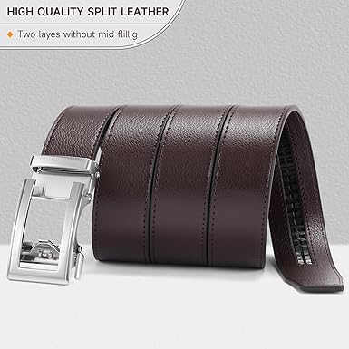 SENDEFN Men's Leather Casual Belt 1 38" Automatic Ratchet Belts Adjustable Click Buckle Belts with Gift Box for Dress