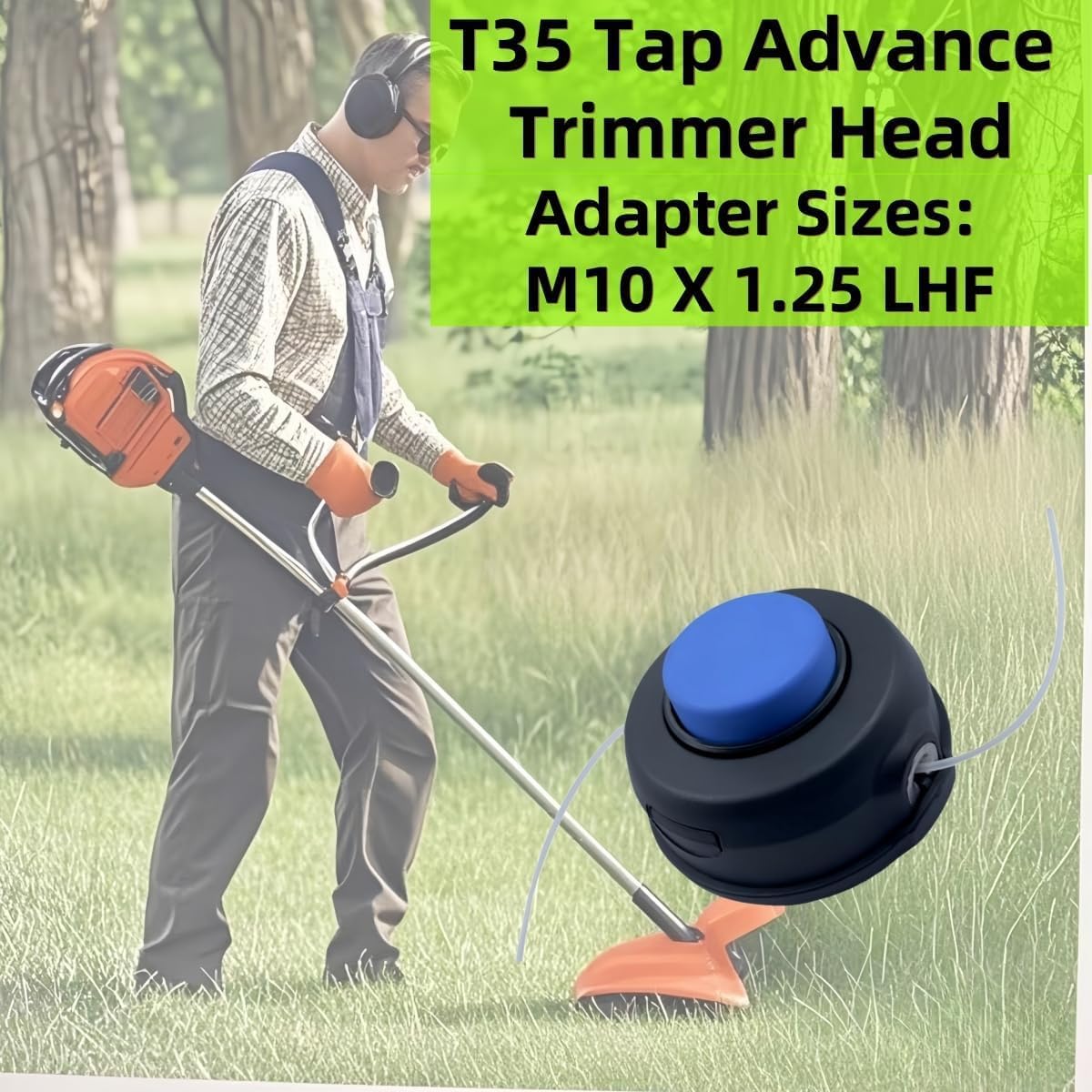 T35 Trimmer Head 224L for Husqvarna WeedEater 123L 128LD 223L 224L 225L 232L 322L323L 324LX 325L 325LX 326L 326LX 326LDX322R 323R 525L 525LS String Trimmer Parts537388101 531300183(M10x1.25LHF)