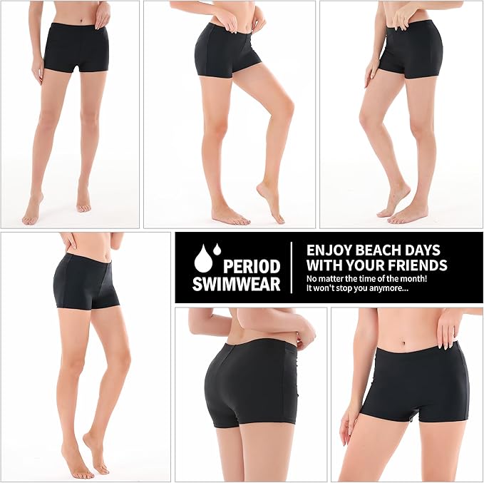 Leakproof Period Swimwear Boy Shorts for Women  Teen Girls - Swim Confidently with Absorbent Menstrual Swim Bottoms