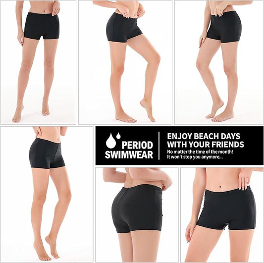 Leakproof Period Swimwear Boy Shorts for Women  Teen Girls - Swim Confidently with Absorbent Menstrual Swim Bottoms
