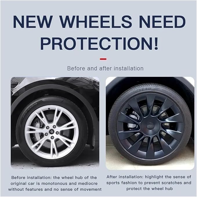 Compatible for Tesla Model 3/Y 2023 2022 2021 2020 Inch Wheel Protectors ABS Hubcap Patch Hub Cap Stickers Accessories Car Decals Exterior(Carbon Fiber Pattern)