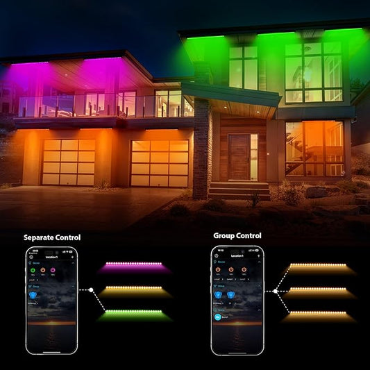 Smart LED Wall Washer Light Dimmable Via APP Control, 168W RGBCW Color Changing Linear Light Bar with Music Sync, Group Function, Timing, Perfect for Outdoor  Indoor Lighting Projects