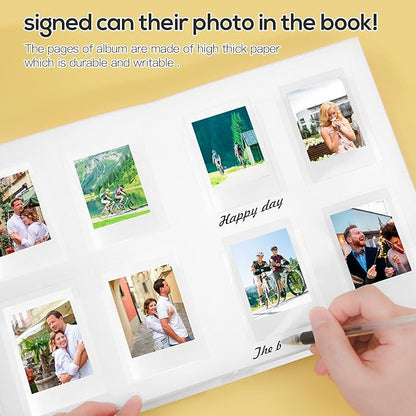 128 Pocket Photo Album with Writing Space and Front Window, 3 Inch Picture Book for Polaroid Compatible with Fujifilm Instax Mini 12 11 9 8 7 99 40 Instant Camera,K-pop Photocards (White)