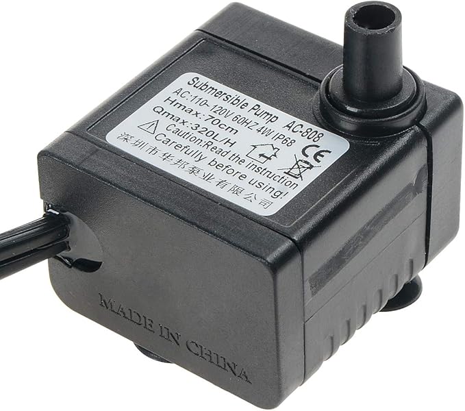 Submersible Water Pump, Ultra Quiet Water Pump Mini Fountain Pump, Underwater Pump 80 GPH (300LH, 4W) for for Fish Tank, Pond, Aquarium, Statuary, Hydroponics