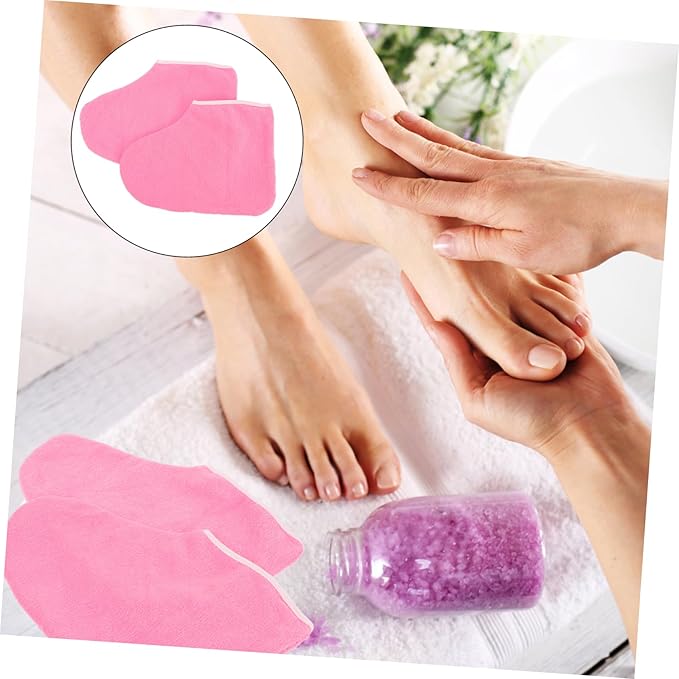 Healeved 2pcs Manicure Booties Foot Lotion Socks for Women Socks Heel Pumps for Women Heeled Loafers for Women Heels for Girl Socks Very Boots Moisturizing Spa Socks Pink Fabric