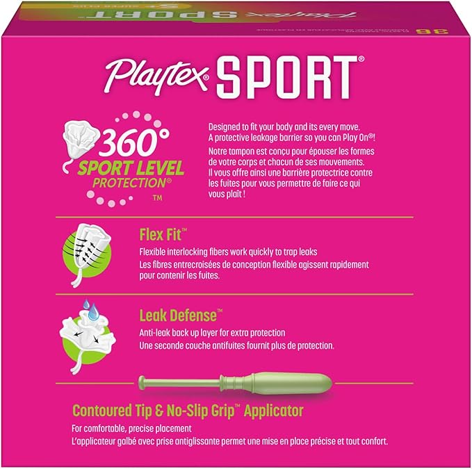 Playtex Sport Tampons, Super Plus Absorbency, Fragrance-Free - 36ct