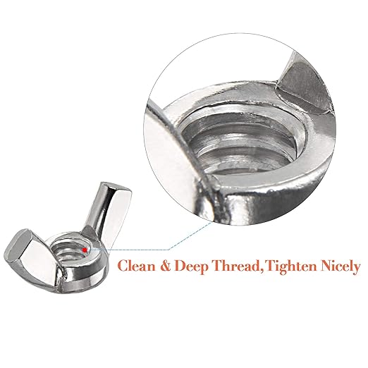 Hurrican 14"-20 Stainless Steel Wing Nuts - 50PCS Butterfly Ear Wingnuts