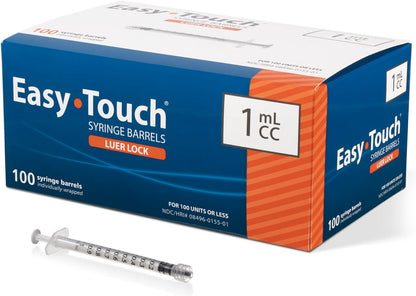 EasyTouch Luer-Lock Syringe Barrel, 1ML Syringe, Pack of 24