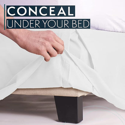 HC Collection Bed Skirt, Soft Microfiber Box Spring Cover, Bed Skirting Queen Size, 14" Inch Drop, Wrinkle  Fade Resistant - White