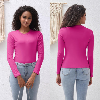 Cotton Long Sleeve Tee Shirts for Women Slim Fit Tshirts Basic Tops Tight Crewneck Layering Undershirt.