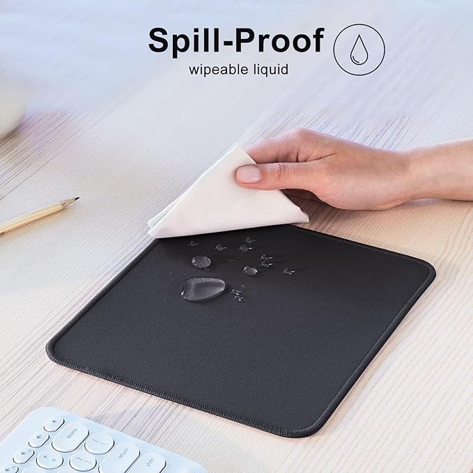 Mouse Pad with Anti-fray Stitching, Premium-Textured  Anti-Slip Rubber Base Mousepad, Gaming Mouse Mat for Laptop, Office  Home, Black
