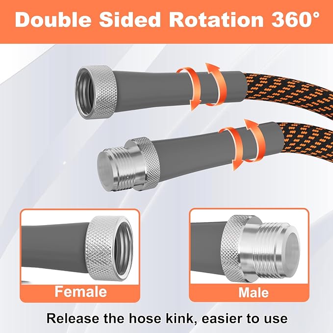 Garden Hose 50 ft, Non-Expandable Water Pipes Flexible, Durable, Kink Free, Lightweight, Suitable for Outdoor, Lawns, Car Wash