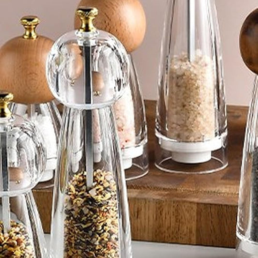 Acrylic Pepper Grinder, Pepper Mill with Round Head, Manual Rotatable Salt Mill Grinder, Hand Seasongings Grinder, Multifunctional Pepper Mill Shaker for Kitchen Cooking