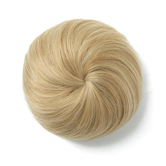 SARLA Fake Ballet Extension Bun Natural Blonde Synthetic Drawstring Hair Bun Hair Pieces for Women Girls Lady Updo Donut Chignon
