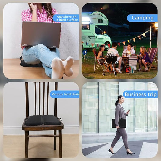 Portable Gel Seat Cushion Foldable Gel Travel Cushions for Long Sitting Pressure Relief for Office Chair Car Stadium Airplane Travel Relive Sedentary Pain