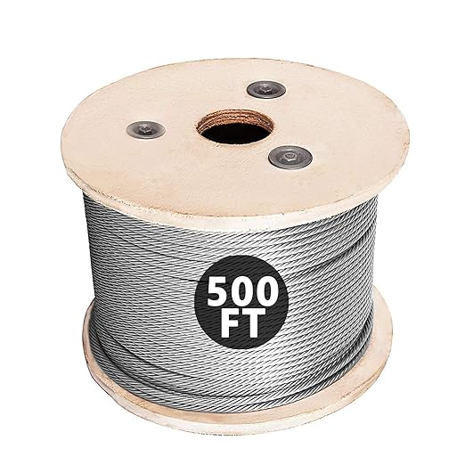 500FT 304 Stainless Steel Cable, Stainless Steel Decking Railing 316 inch with 7 x 19 Strand Construction, 3700lbs Breaking Strength Marine Grade for Rail, Deck, Clothesline and DIY Balustrade