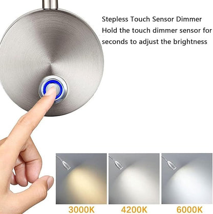 3W Gooseneck Hose LED Wall Light Hose Wall Light Bedroom Bedside Hose Small Spotlight Surface Mounted Universal Reading Light USB Dimmable Touch Wall Light (Color : Silver)