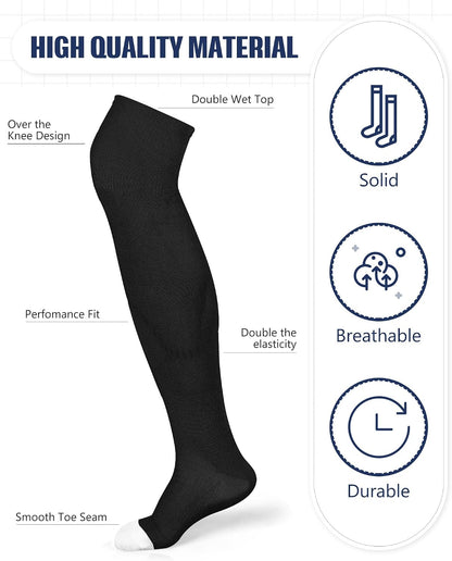 Panitay 2 Pairs Over The Knee Baseball Socks High Football Softball Socks Sport Extra Long for Boys Girls Youth Women Men