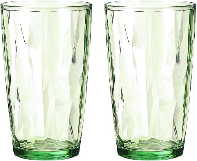 uxcell 17oz Acrylic Drinking Glasses, 2Pcs Plastic Reusable Tumblers Drinkware Unbreakable Water Glasses Cups Stackable  Dishwasher Safe for Home Outdoors Restaurant, Green