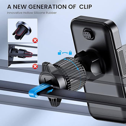 Car Vent Phone Mount for Car Military-Grade Hook Clip Phone Stand for Car Thick Cases Friendly Air Vent Clip Cell Phone Holder for Smartphone, iPhone, Automobile Cradles Universal