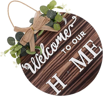 ERINGOGO Interchangeable Welcome Sign Wooden Door Plate Pendant Front Door Decor Hanging Ornament