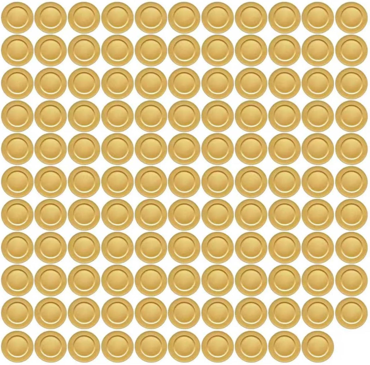 120-Pack Gold Charger Plates 13" – Durable PP Round Disposable/Reusable Dinner Chargers, Bulk Wedding Banquet Catering Table Setting, Holiday Party Placemats